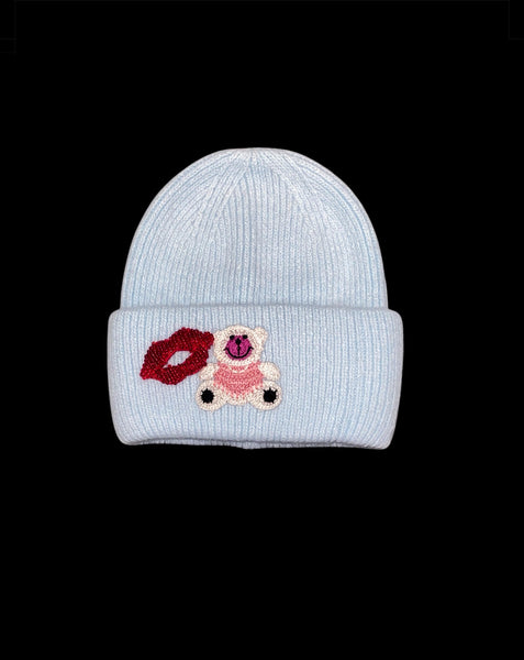 Bear Knit Hat-Baby Blue
