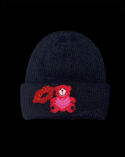 Bear Knit Hat-Black