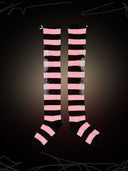 TEKITO-★Border Socks-Black pink
