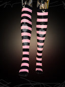 TEKITO-★Border Socks-Black pink