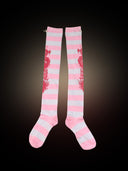 TEKITO-★Border Socks-White pink