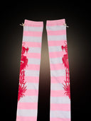 TEKITO-★Border Socks-White pink