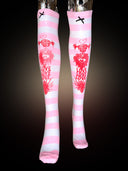 TEKITO-★Border Socks-White pink