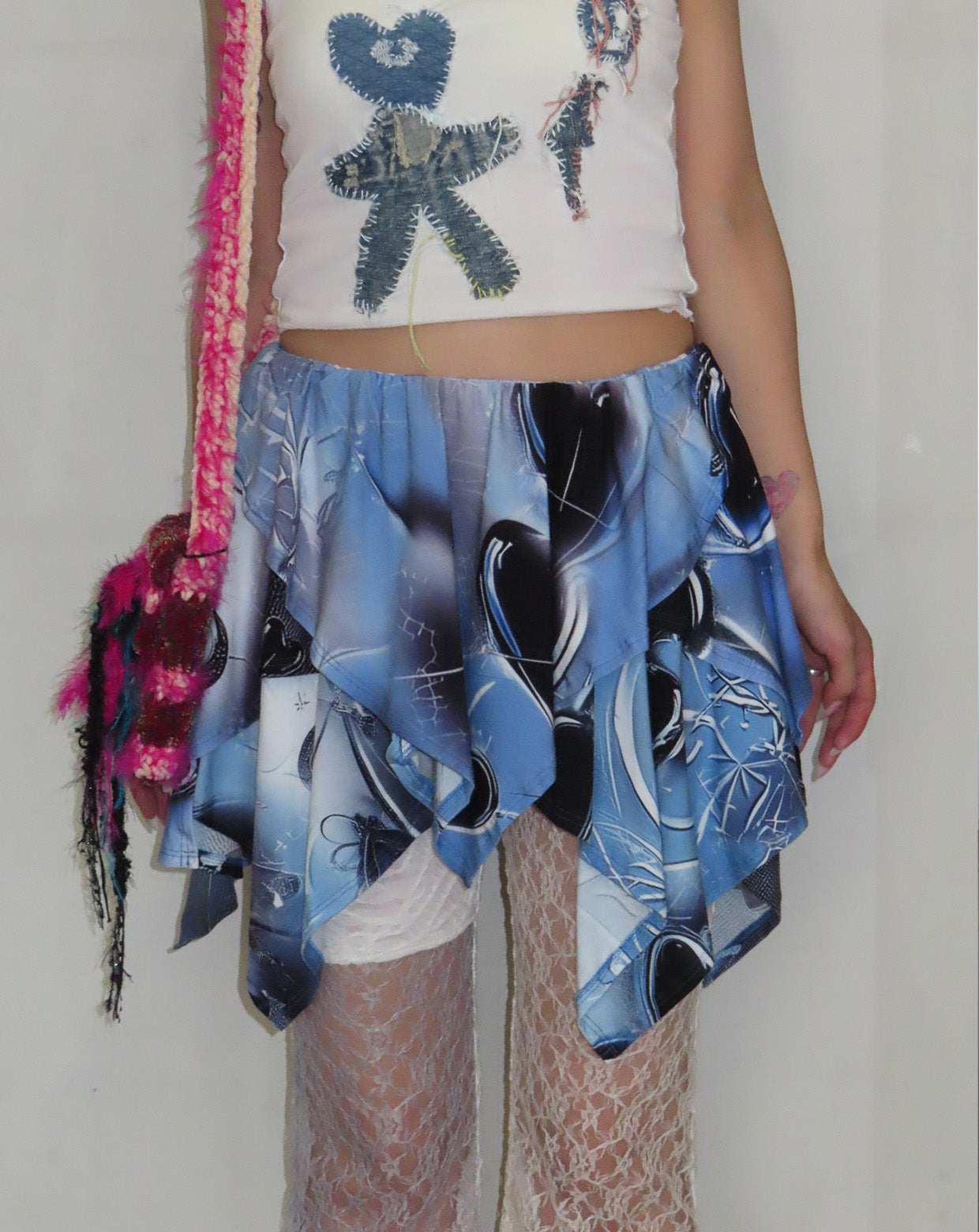 LOVE Waterfall Skirt-BLUE