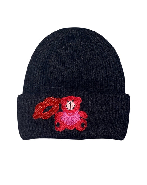 Bear Knit Hat-Black