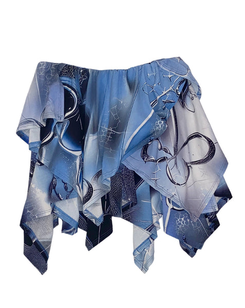 LOVE Waterfall Skirt-BLUE